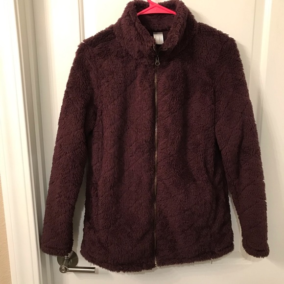 Dark purple fuzzy fleece zip up - Picture 1 of 3